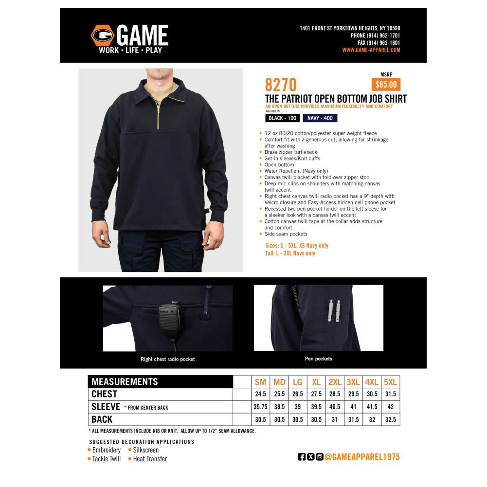 55 Custom Department Game Patriot Open Bottom Response Shirt