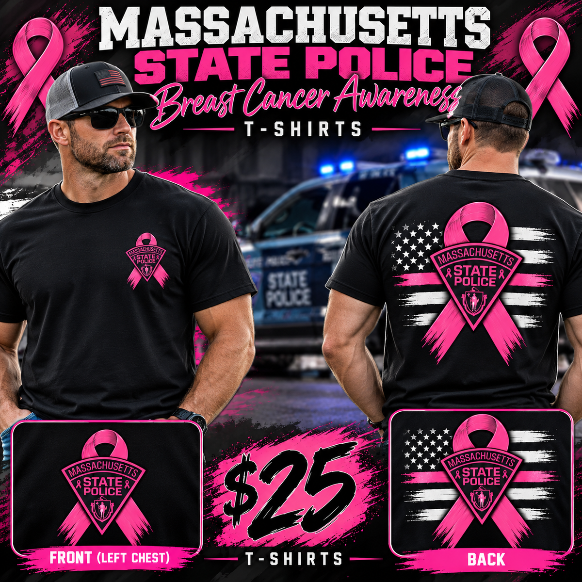 Massachusetts State Police Breast Cancer T-shirt (Men’s)