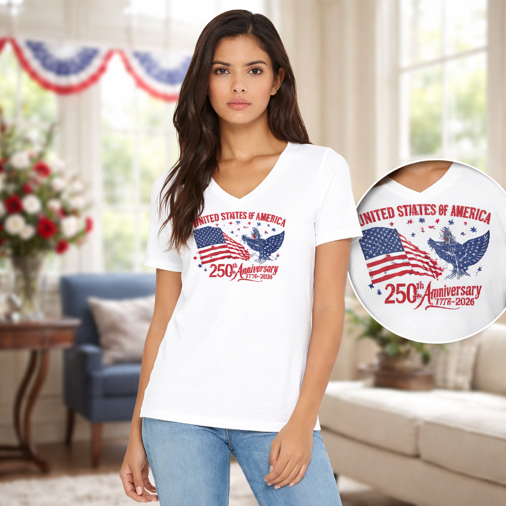 Ladies Bella USA EAGLE V-Neck