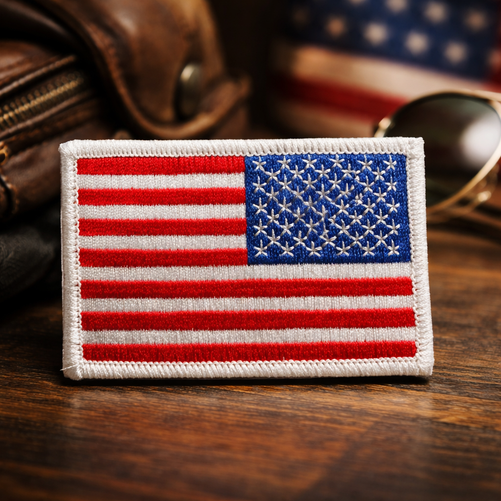 Reverse American Flag Patch (white border)
