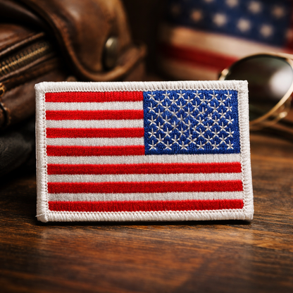 Reverse American Flag Patch (white border)