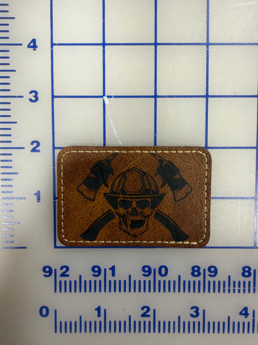 Skull Ax Leather Patch