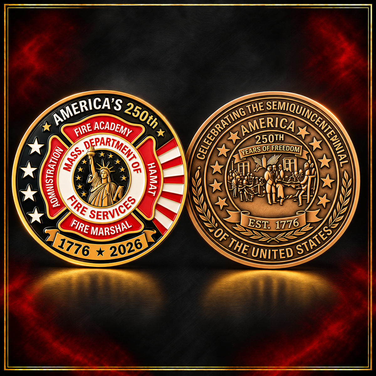 Massachusetts Fire Academy 250th Challenge Coin