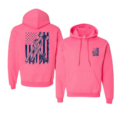 Distressed Flag Breast Cancer Hoodie