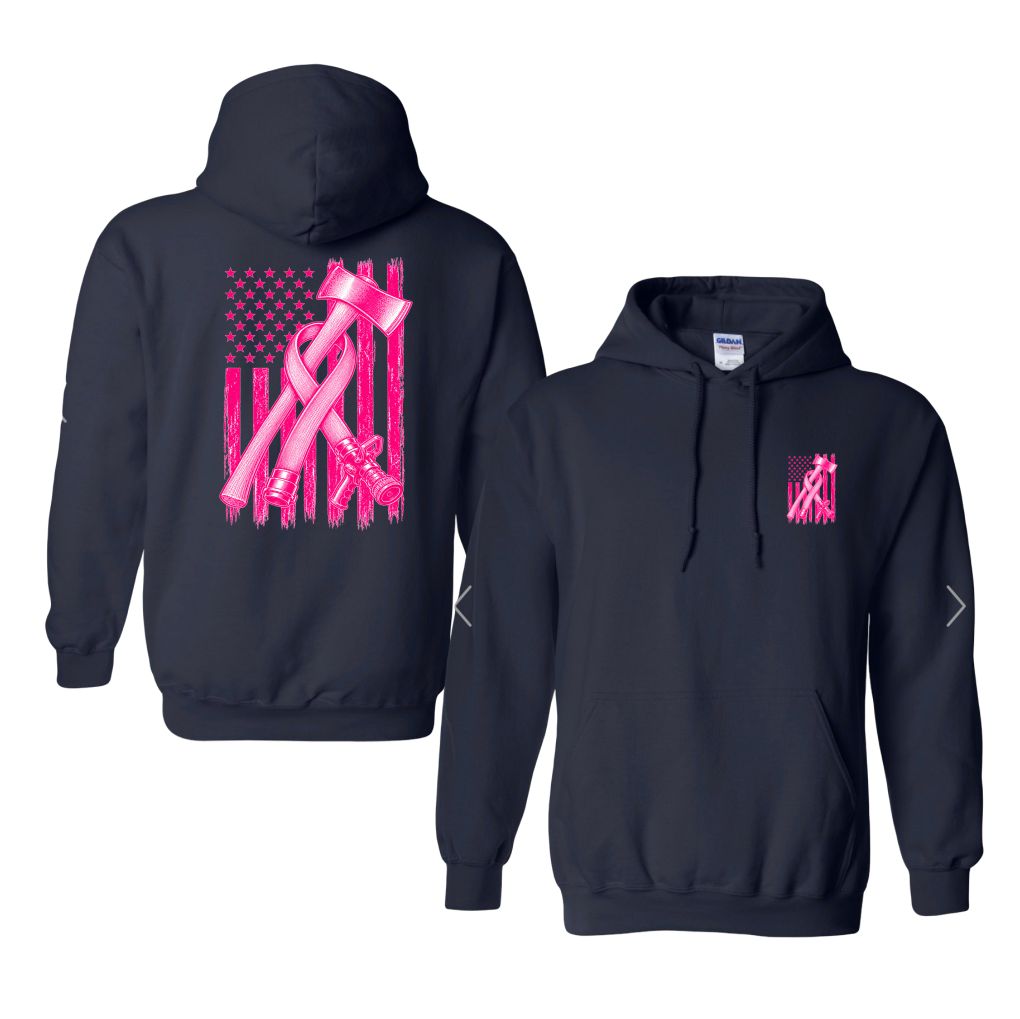 Distressed Flag Breast Cancer Hoodie