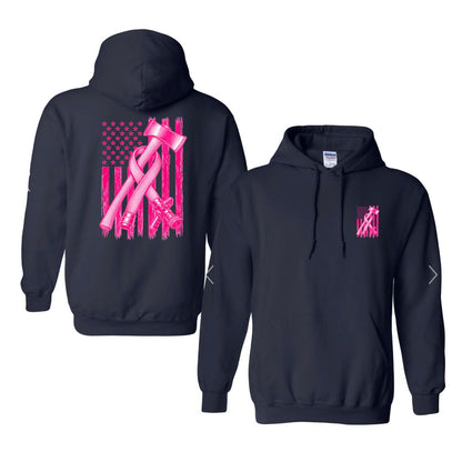Distressed Flag Breast Cancer Hoodie