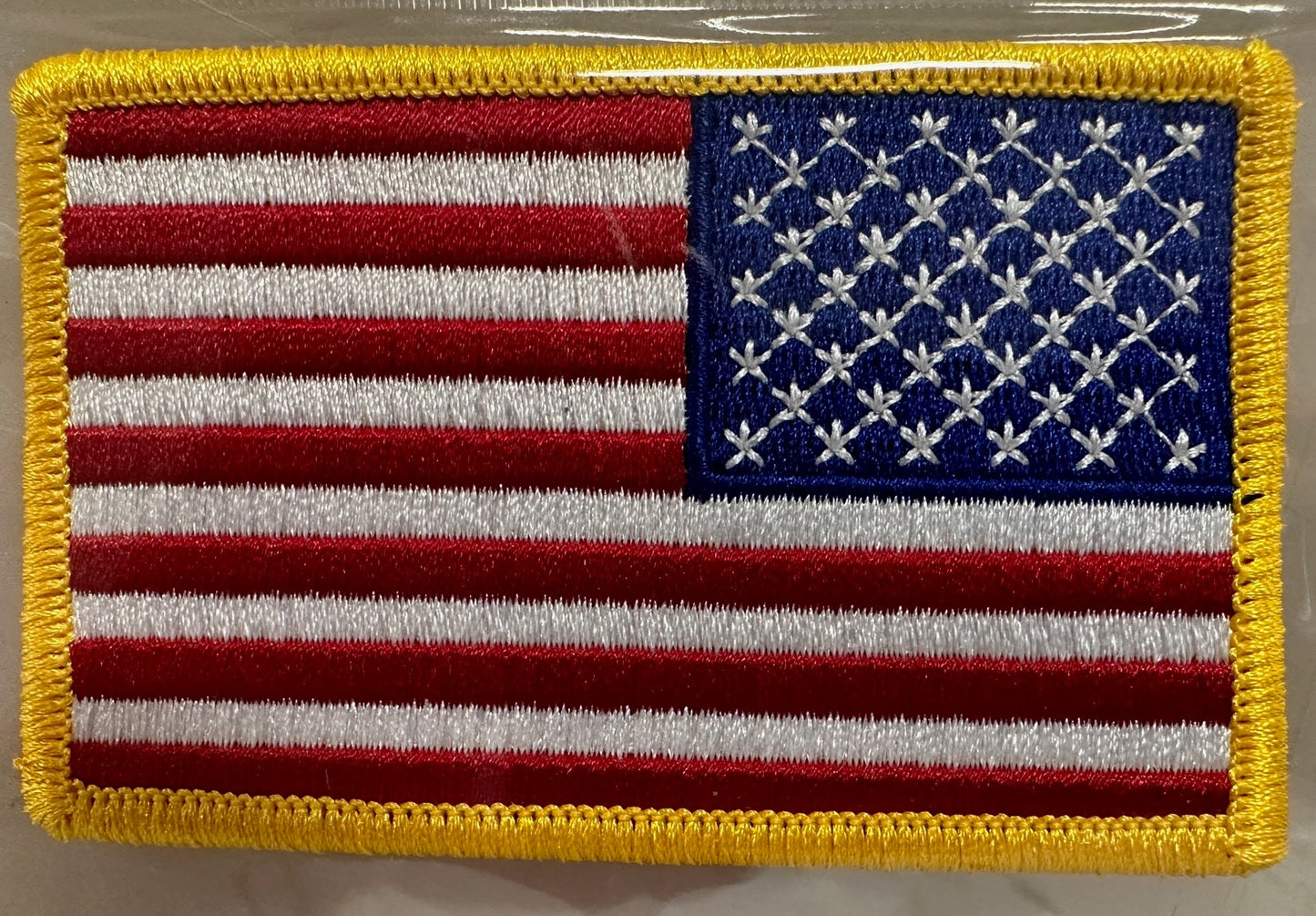 Reverse American Flag Patch (Gold Border)
