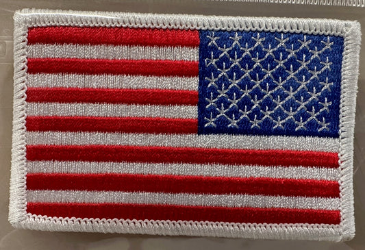 Reverse American Flag Patch (white border)