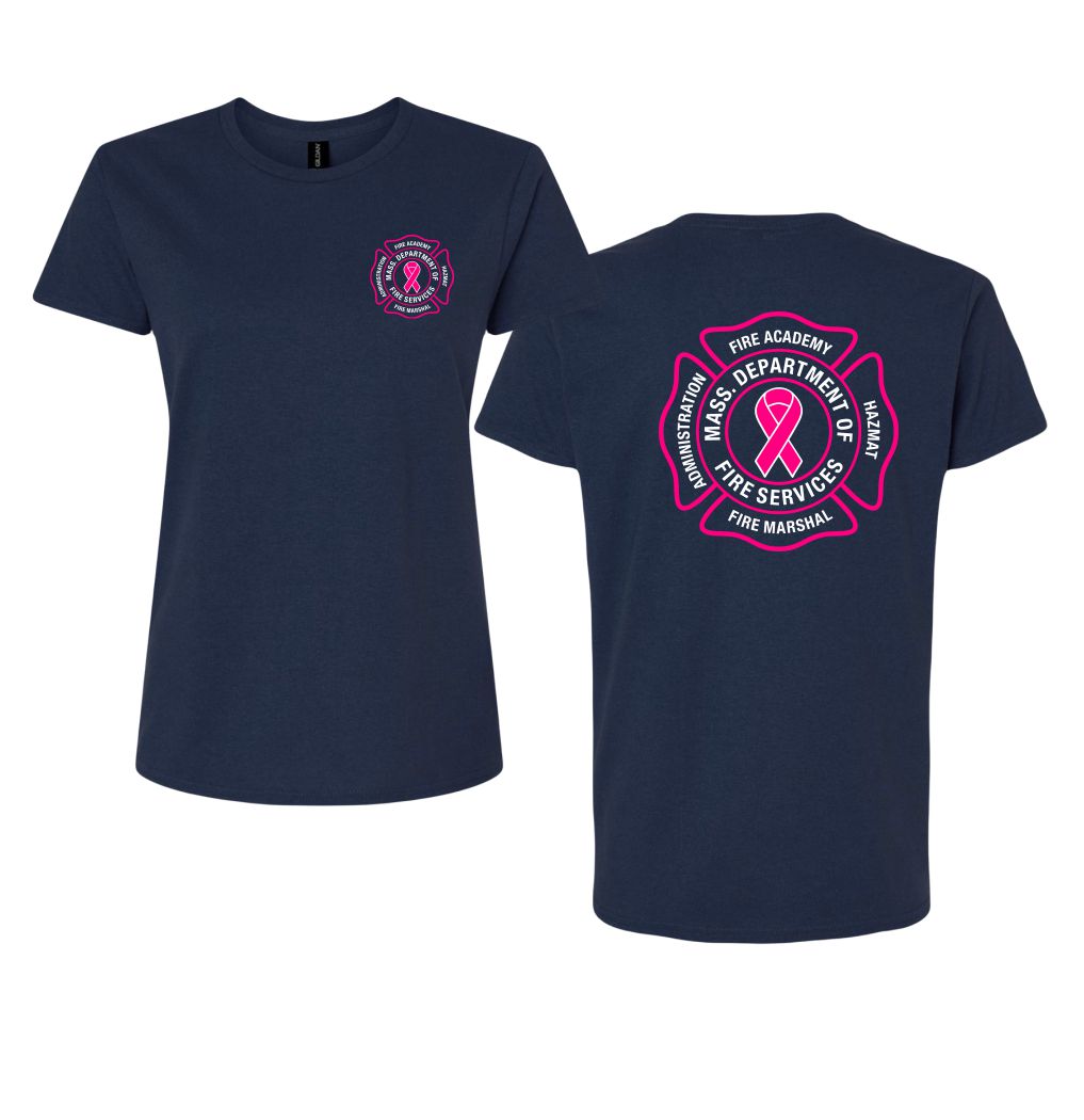 MFA Ladies Maltese Cross Fire Breast Cancer T-Shirt