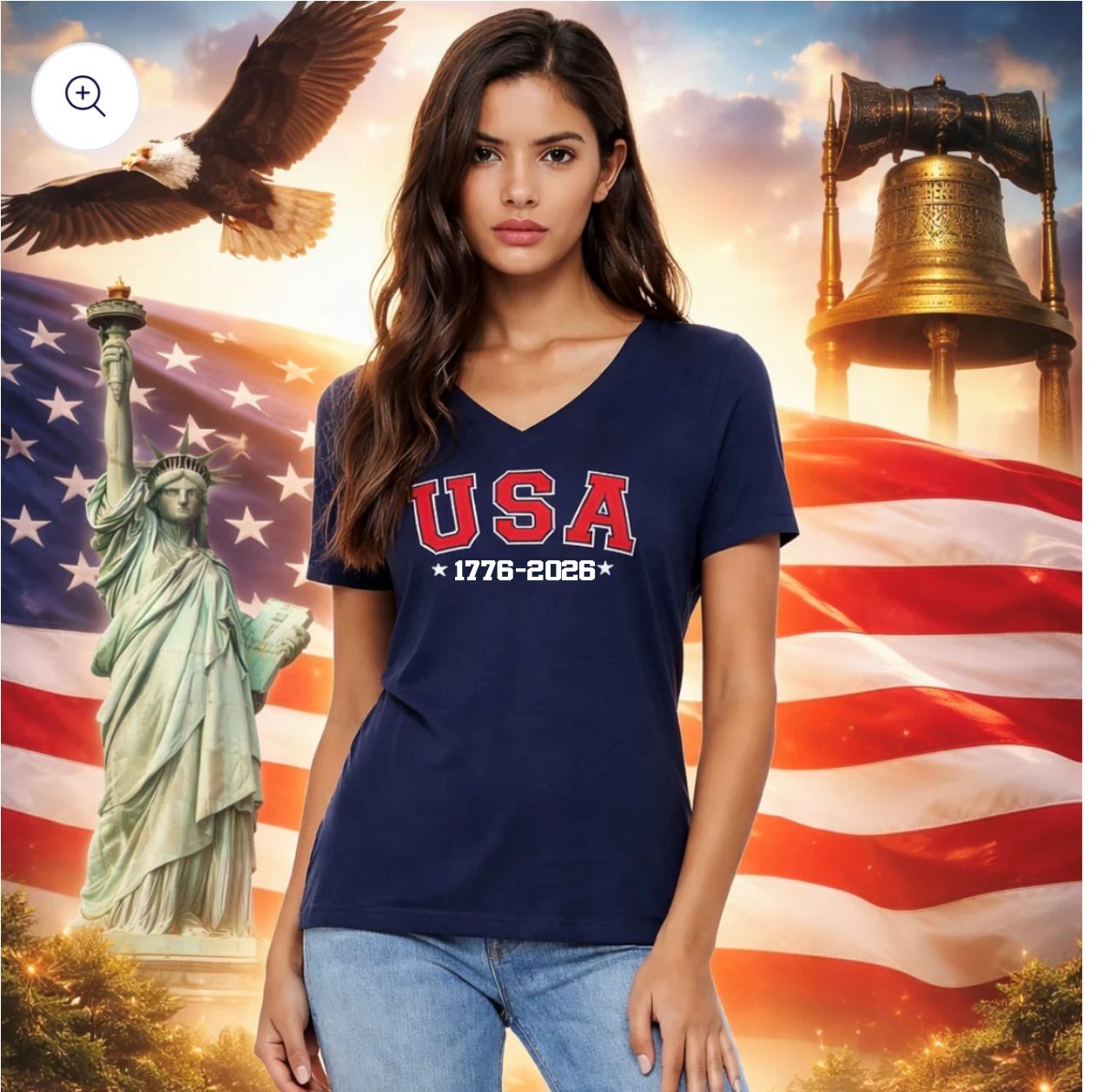 Ladies Bella USA V-Neck